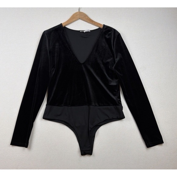 Stella Luce Tops - Stella Luce Black Velvet One Piece Bodysuit XL V-Plunge Witchy Snap Crotch